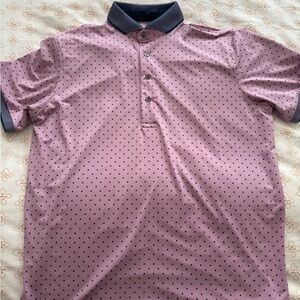 Greyson Pink and Navy Polka Dot Polo Shirt